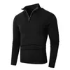 Novo suéter masculino de outono e inverno, manga longa casual com meio zíper e gola alta, ajuste slim, tricô, jaqueta estilosa e que afina