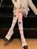 Calcetines de Media Caña con Encaje Dulce y Lazo Blanco Estilo Lolita para Ballet Jk Verano Delgados de Rizo Medio para Mujer