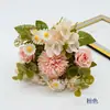 Flores artificiales de seda para decoración de escenas de boda, más vendidas transfronterizas, colores otoñales rosa-naranja, decoración del hogar, decoración de regalos