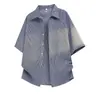2026 Nueva Camisa de Manga Corta para Hombre, Tendencia de Verano Retro Americano Cuello Campana Casual para el Trabajo Simple