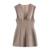 Moda Feminina Europeia e Americana Transfronteiriça Aliexpress Venda Quente Moda Primavera 2026 Vestido Curto Listrado de Decote V com Toque de Luxo e Estilo Trendy Ins