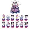 Decoração de Festa de Aniversário Tema Kuromi Bandeirola Kuromi Cartão de Bolo Decoração de Bolo de Aniversário