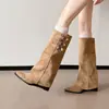 Fivela de Cinto Aumentadora de Altura Feminina Botas Plataforma 2026 Tendência Estilo Coreano Outono Novo Modelo com Salto Único Botas de Perna Estilo Western