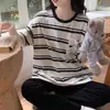 Pijama de Dos Piezas Estilo Coreano Lindo de Mickey para Mujer, Verano, Manga Corta, Pantalones Sueltos, Dibujos Animados, Cuello Redondo, Traje de Estudiante, Ropa para el Hogar