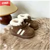 23 Botas de Nieve para Niños Botas de Invierno Integradas con Piel para Niños con Felpa Engrosada Zapatos Grandes de Algodón para Bebés y Niños Pequeños Mocasines para Niñas