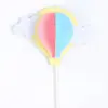 Decoración de pastel de globo aerostático de color tridimensional, tarjeta de inserción de nube, decoración de pastel de cumpleaños, inserción de bandera, mesa de postres, palillo de fruta