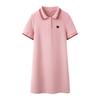 Vestido polo de algodão puro verão 2024 novo casual de comprimento médio gola rosa camiseta de manga curta saia feminina