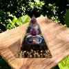 Ornamento de pirâmide de cristal natural 5cm com pedrinhas de resina, artesanato e presentes fornecidos diretamente pelo fabricante