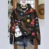 2025 Nuevo Exportación Transfronteriza Transfronterizo Impresión Digital 3D Sudadera de Cuello Redondo para Mujer Media Cremallera Moda Casual Tendencia