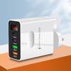 Cargador de teléfono móvil con pantalla digital estándar de 45 W, 2 USB + 2 tipo C, cabezal de carga multipuerto, enchufe europeo, americano, británico y coreano.