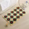 Tapete de Chão Imitação de Caxemira Estilo Coreano, Resistente a Manchas, Capacho Lavável, Tapete de Porta Absorvente de Água para Quarto, Tapete de Chão Simples Xadrez para Banheiro