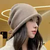 Gorro Gorro Postparto Gorro Frío para Mujeres Otoño e Invierno Postparto Adelgazante Facial Gorro de Lana Tejido Envoltura de Cabeza a Prueba de Viento Cara Redonda Cabeza