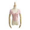Contraste Cor Pendurado Pescoço Alça Tubo Top Manga Curta T-shirt Feminina Verão 2024 Pure Sweet Spice Girl Falso Duas Peças Top Curto