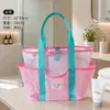 Bolsa fofa para guardar brinquedos de praia infantis, bolsa de malha de grande capacidade para natação, uso ao ar livre na beira-mar, bolsa de praia de malha para maiô