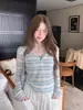 Camiseta de Manga Larga Rayada con Botones y Cuello Semiabierto Casual STUDIO Yinhe 2026 Nuevo Estilo Casual Camisa con Protección Solar para Mujer