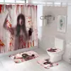 Fs5 Amazon Transfronterizo Serie de Halloween Juego de Cortina de Ducha Impresión Digital Impermeable Antimoho Juego de Cuatro Piezas Puede