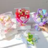 Bouquet de Flores de Hilo para el Día de San Valentín Transfronterizo Caja de Regalo Decoración de Escritorio Flor de Pompon Regalo de Cumpleaños para Novia Venta al por Mayor
