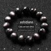 Pulseira de Obsidiana Natural Prateada Atacado Pulseira de Contas de Buda Feminina Masculina Contas Vintage Contas Presente Deste Ano