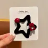 Pasador de Estrella de Cinco Puntas Flocado para Niños Pasador de Oso de Dibujos Animados Pinza de Estilo Coreano para Flequillo Lateral de Niñas Pasador para la Parte Posterior de la Cabeza