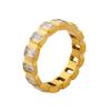 TikTok Más Vendido Celebridad de Internet Anillo Personalizado de Zirconia con Diamantes Completos Acero Titanio Chapado en Oro Anillo de Dedo Nicho Joyería Libre de Color