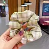 Goma para el pelo de cuadros estampada estilo Ins con alta elasticidad, Scrunchie para mujer con una belleza de cuento de hadas, Accesorio para el pelo de elegancia perezosa estilo francés