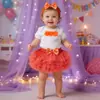 Fornecimento Exclusivo Transfronteiriço de Conjuntos de Roupas Infantis para Meninas de 0 a 2 Anos, Roupas de Aniversário, Macacões de Manga Curta, Saias de Seis Camadas, Roupas de Festa para Bebês