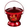Escupidera Roja de Boda con Tapa Esmalte Dragón y Fénix Pato Mandarín Cubo de Dote para la Dote de la Novia Cubo de Orina para el Hogar