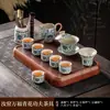 Conjunto de Chá Kung Fu Flores Azuis da Fornalha Ru Cerâmica Bule Viga Tigela Flutuante Xícara de Chá Bandeja de Chá Luxo Acessível Doméstico de Ponta