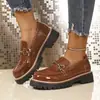 Zapatos mocasín casuales versátiles para mujer de talla grande estilo británico, de meter, con suela gruesa, venta al por mayor