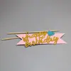 Pastel Hornear Decorativo Enchufe Firma Feliz Cumpleaños Banderín de Bola de Pelo Arco Tarjeta-en Mesa de Postres de Fiesta Disfraz