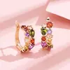 Pendientes de Clip de Cobre Color Oro Rosa con Forma de Gema de Piedra Preciosa, Estilo Europeo y Americano, Vendidos Calientes Transfronterizos, Pendientes de Lujo Ligero con un Toque de Alta Gama