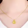Colgante de la Fortuna Calado de Oro y Plata Pura 999 Jiufengxiang Colgante Pequeño de la Fortuna Doble Cara Cadena para Clavícula Regalo para Amigos
