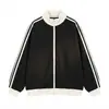 Chaqueta deportiva de rayas estilo americano con cuello alto para hombre, abrigo de otoño de gofre con manga larga, top cárdigan versátil para adolescentes