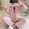 Pijama Estilo Dinastia Tang com Laço para Mulheres Primavera e Outono Manga Longa Estiloso Novo Conjunto de Roupa para Casa 2026