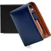 Carteira Estilo Japonês Amazon Carteira de Couro de Carvalho Compartimento Grande para Moedas Slots Curtos para Vários Cartões Carteira Simples para Homens de Negócios