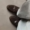 Mocasines de Piel de Oveja Zapatos de Tacón Bajo para Mujer Otoño Nuevo Piel Genuina Punta Redonda Goma Estilo Británico Zapatos Bajos Franceses para Mujer