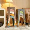 Taburete Cuadrado de Una Pieza Color Macarrón, Apilable, Ahorra Espacio, Resistente, Antideslizante de Plástico, Taburete para Mesa de Comedor para Uso Doméstico