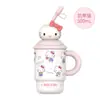 Caneca Térmica Autêntica Hellokitty Ice Master 500ml Fofa Estampa de Leopardo Caneca para Mesa de Escritório Canudo Copo de Água Presente