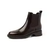 Botines Chelsea de piel de dos capas para mujer, nuevo estilo otoño/invierno, piel auténtica, acabado teñido, punta redonda, tacón medio, botines