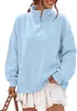 2026 Ropa de Mujer Transfronteriza de Comercio Exterior Europeo y Americano Amazon Más Vendido Sudadera Casual Holgada de Cuello Semi-alto con Dobladillo Dividido y Bolsillos