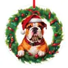 Corona de Navidad Impresa en Nuevo Color Transfronteriza Perro Acrílico Señal de Decoración Navideña para el Hogar