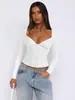 Venta Directa de Fábrica Ropa Nueva Y2K para Mujer Camiseta de Manga Larga con Cuello de Diamante con un Diseño Sofisticado, Top Ajustado Estilo Chica Picante