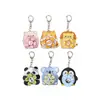 Chaveiro Acrílico Giratório Pingente de Desenho Animado Fofo Série de Animais Pingente de Mochila Decoração de Chaveiro Pequeno Presente