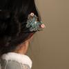 Novos acessórios de cabelo chineses em forma de U, grampos de cabelo de madeira azul e preta queimada, grampos de cabelo de nicho antigo para mulheres, grampos de cabelo duplos diários, acessórios de cabelo Cheongsam