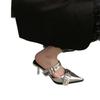 Zapatos Europeos y Americanos Sexy de Tacón Alto para Mujer, Tacones de Aguja Puntiagudos, Zapatos Mula Medios de Arrastre, Sandalias de Verano 2025 Nuevas con Hebilla de Correa en la Puntera
