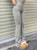 Ins Estilo Caliente 2024 Transfronterizo Europeo y Americano Sexy Sexy Delgado Diseño de Punto Cintura Ancha Aspecto Adelgazante Pantalones Largos