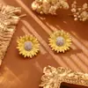 Nuevos Pendientes de Girasol para Primavera y Verano con un Toque Femenino, Moda Nicho Estilo Ins Coreano y Japonés, Pendientes de Margarita Versátiles para el Trabajo
