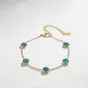 Conjunto Minimalista de Pulseira, Colar e Brincos em Aço Titânio Turquesa e Pérola Branca para Mulheres, Banhado a Ouro 18K, Acessórios Modernos de Luxo Leve