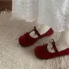 Zapatos Planos Mary Jane para Mujer, Estilo Nuevo para Viajar, Puntera Redonda, Suela Suave, Gamuza, Versátiles, Lazo, Elegantes, para Mujer, Primavera y Verano 2026