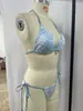 Bikini Nuevo 2025 Transfronterizo Europeo y Americano Estampado Bikini de Triángulo Sexy Estilo Resort Traje de Baño Dividido para Mujeres